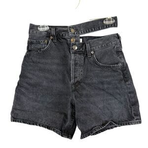 AGOLDE Shorts Womens 26 Black Fade High Rise Broken Waistband Cut Off Button Fly